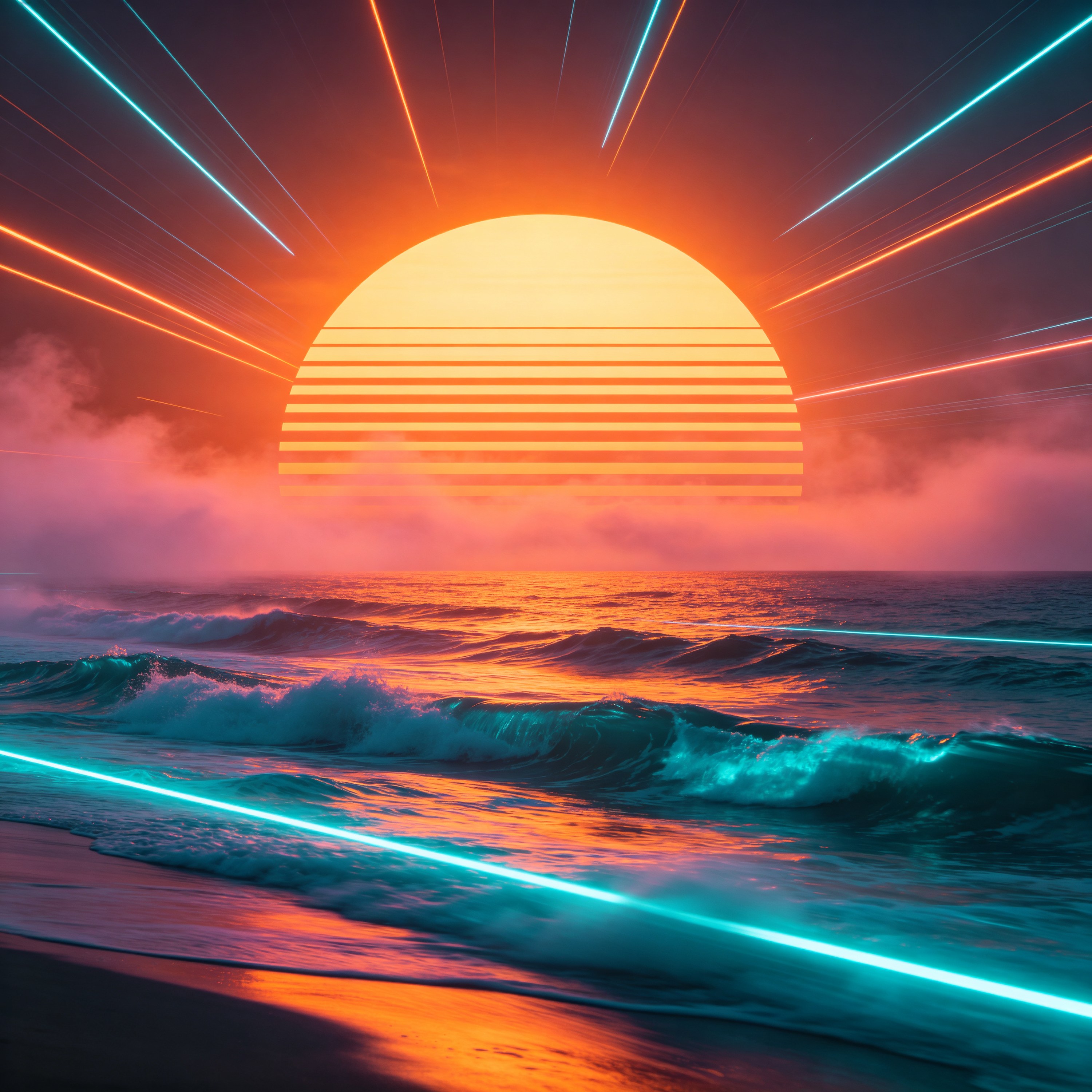 a giant retro sun