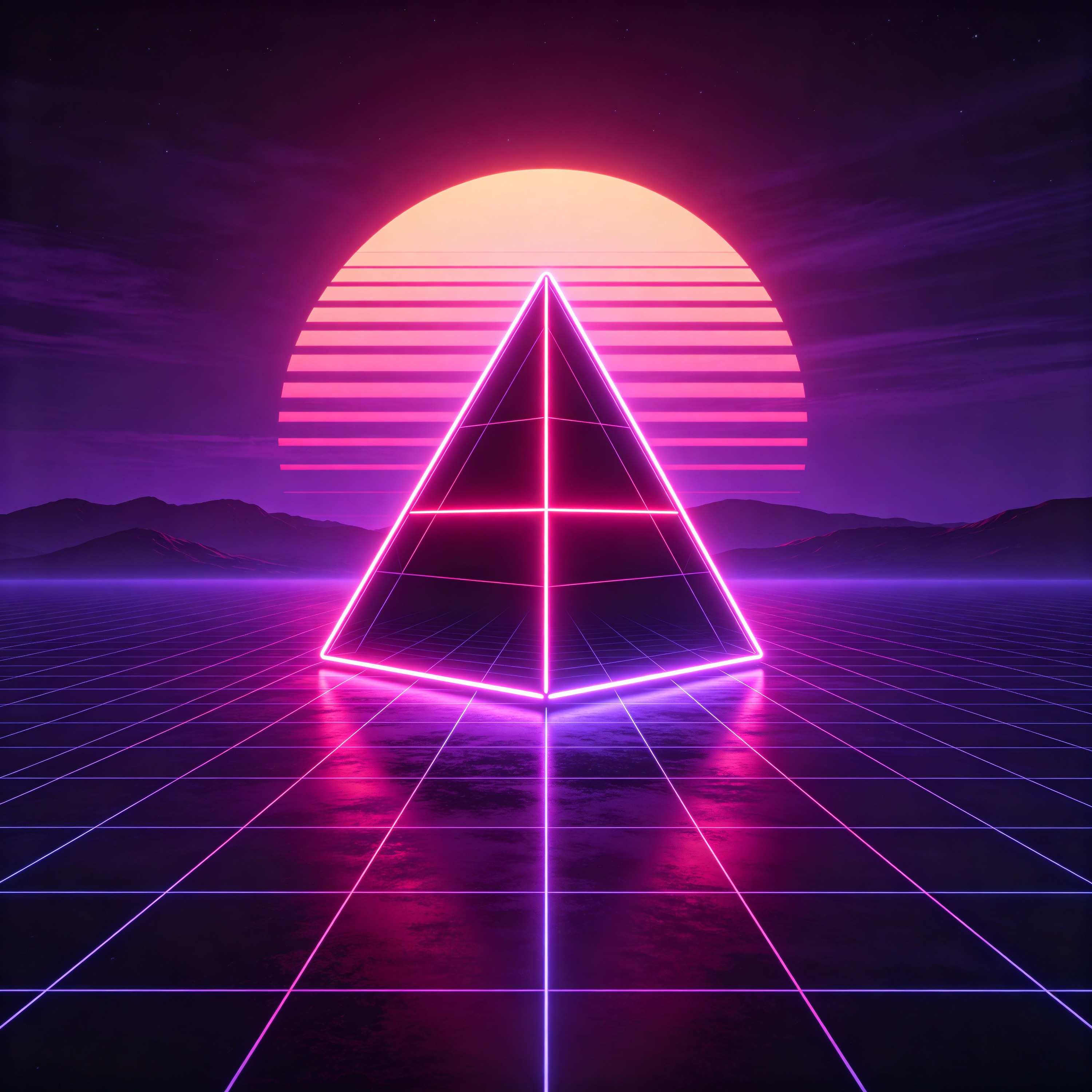 a geometric neon pyr
