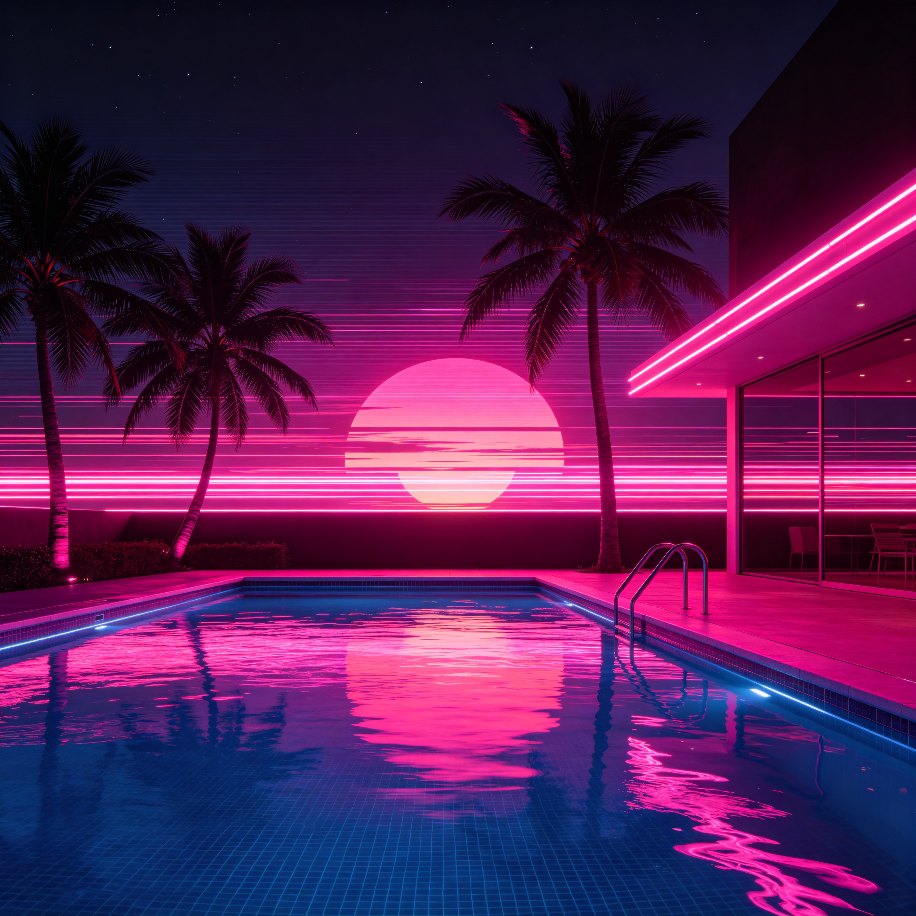 a neon-lit pool at n