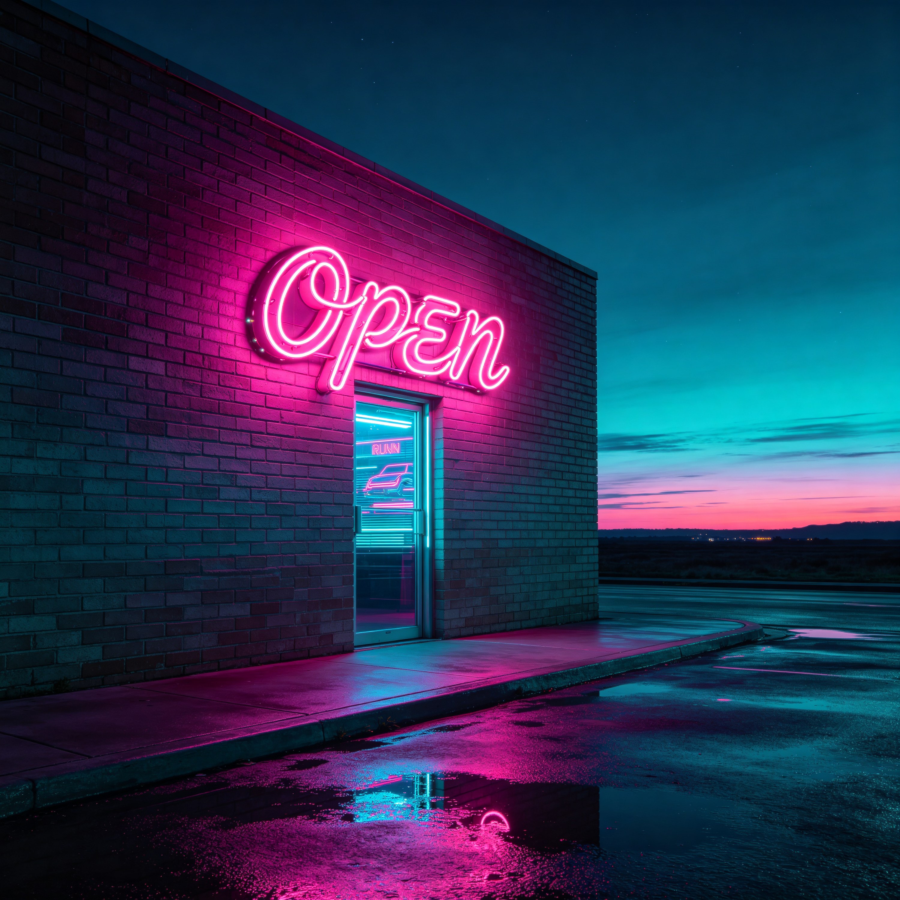 a neon sign that rea