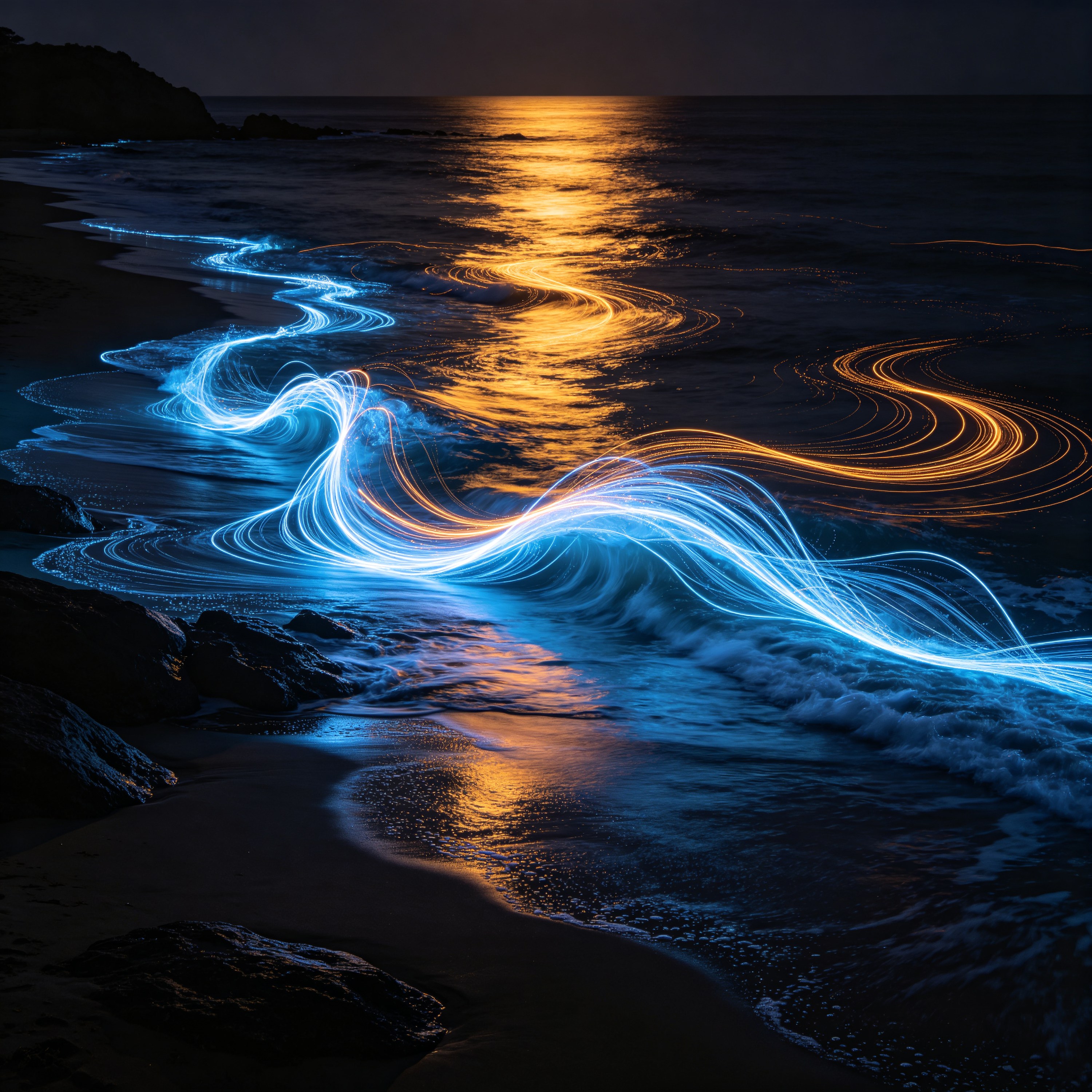 light painting of wa