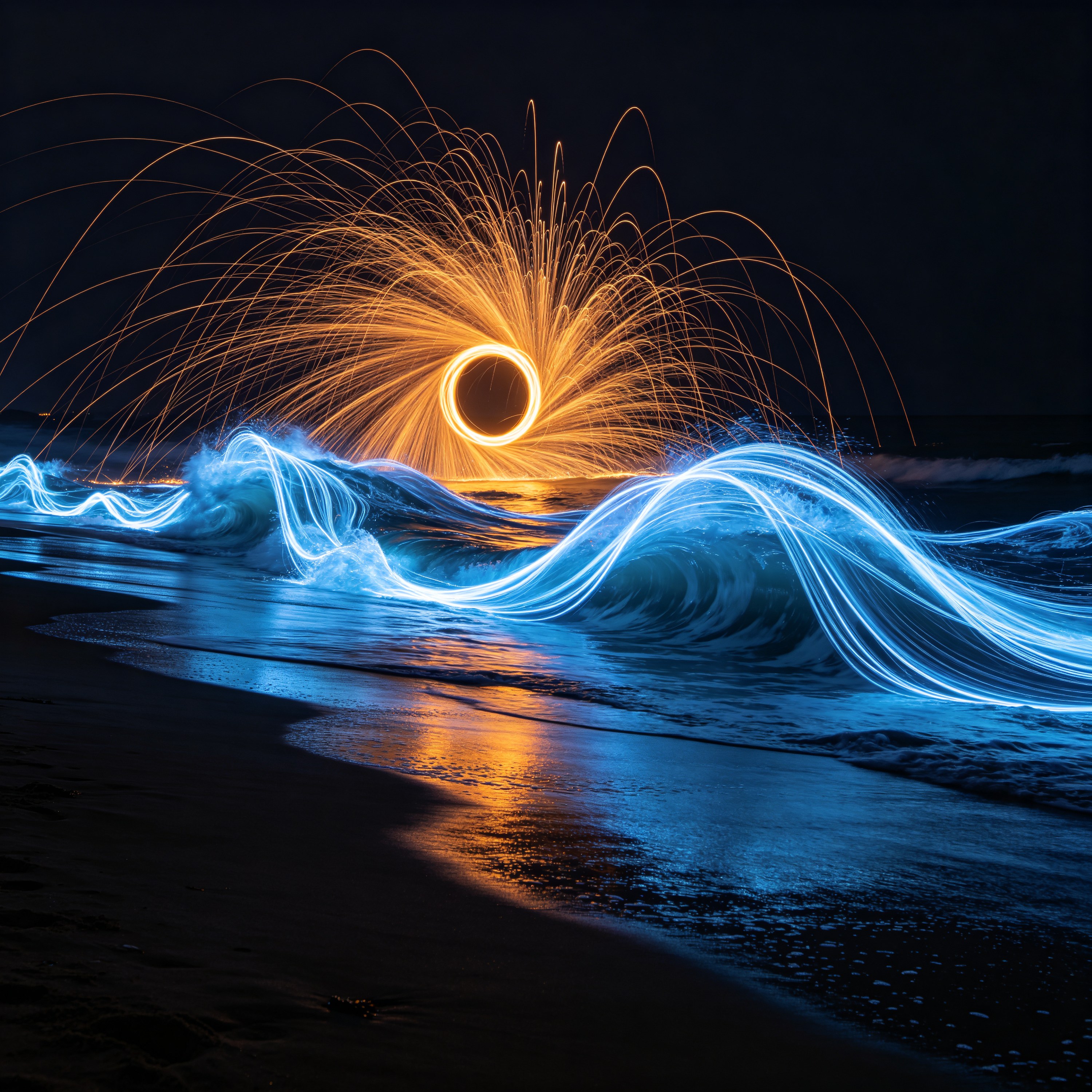 light painting of wa