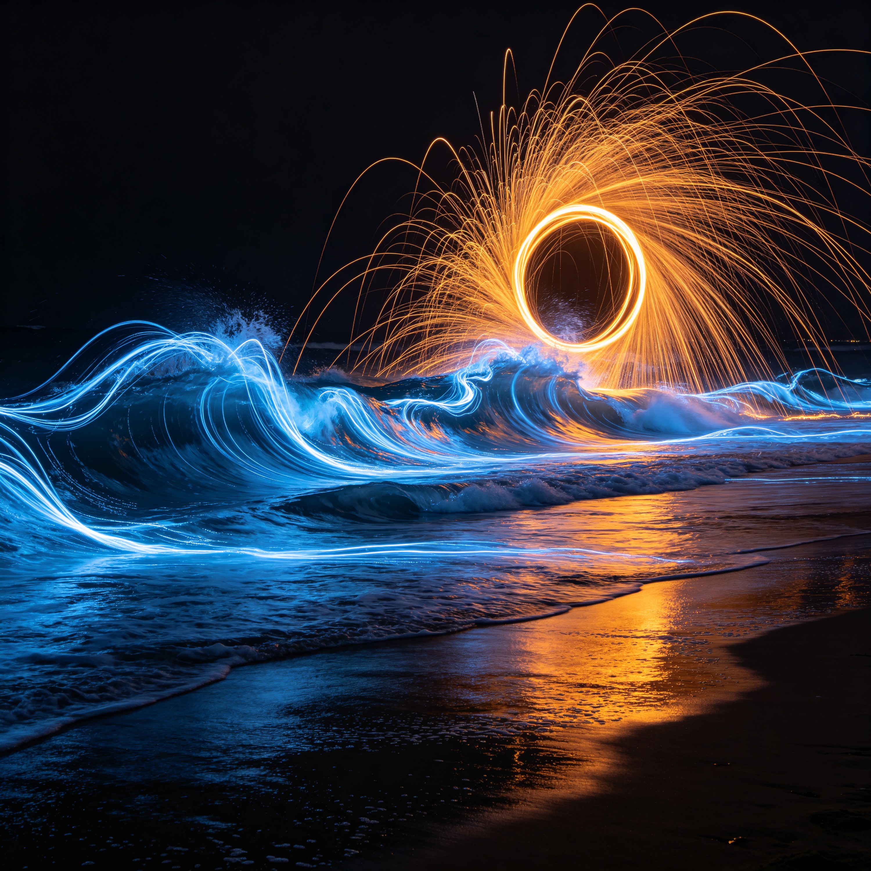 light painting of wa