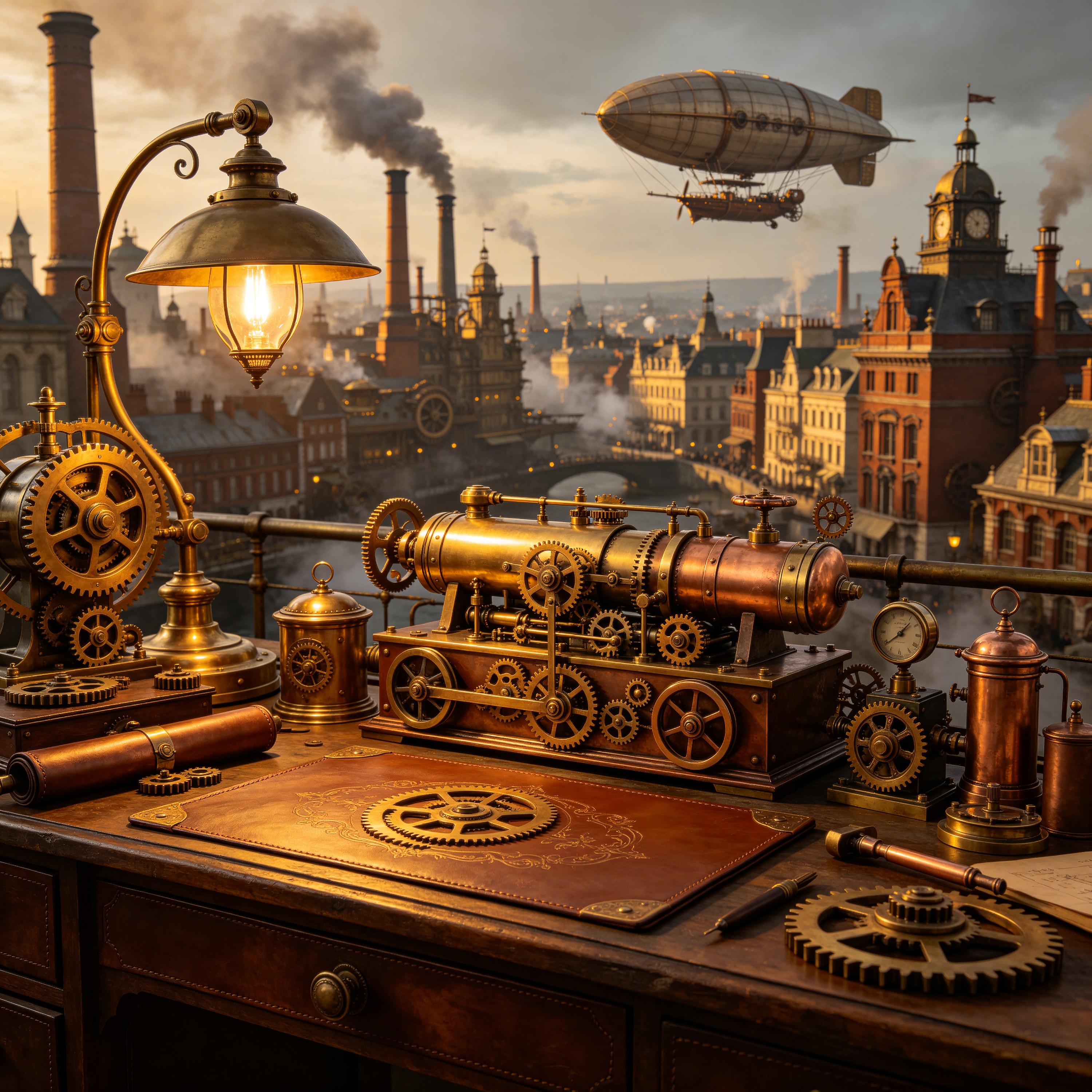 a steampunk cityscap