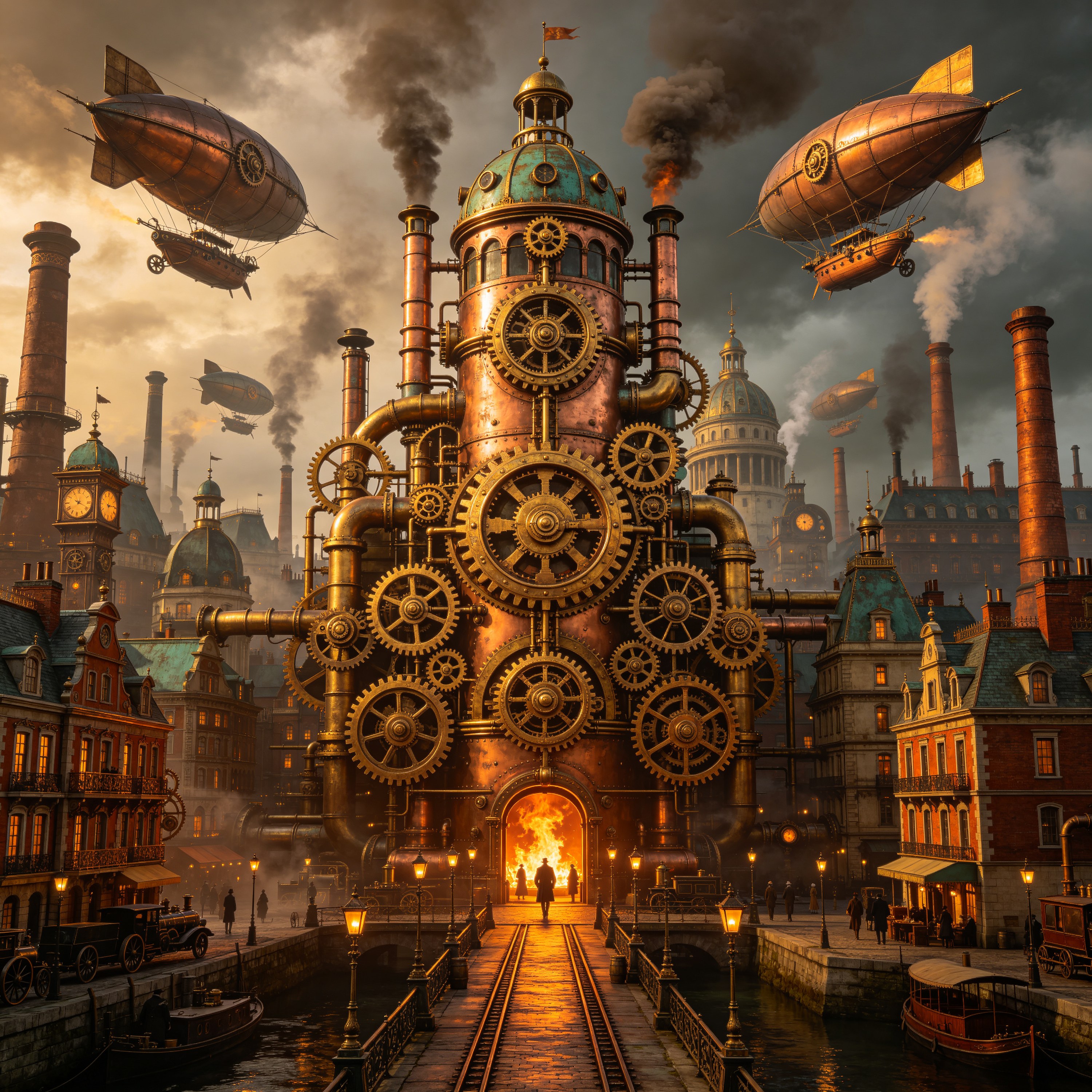 a steampunk cityscap