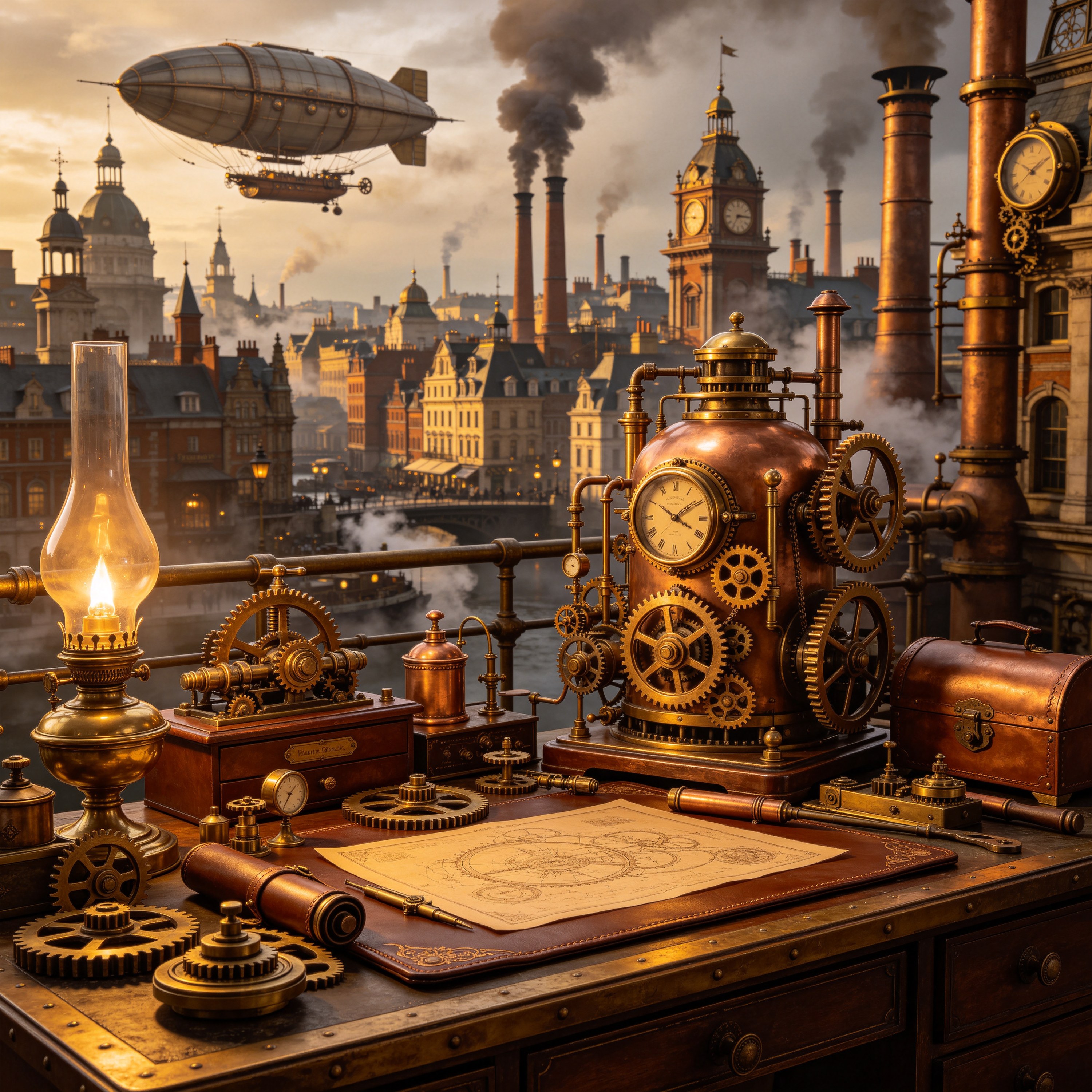 a steampunk cityscap