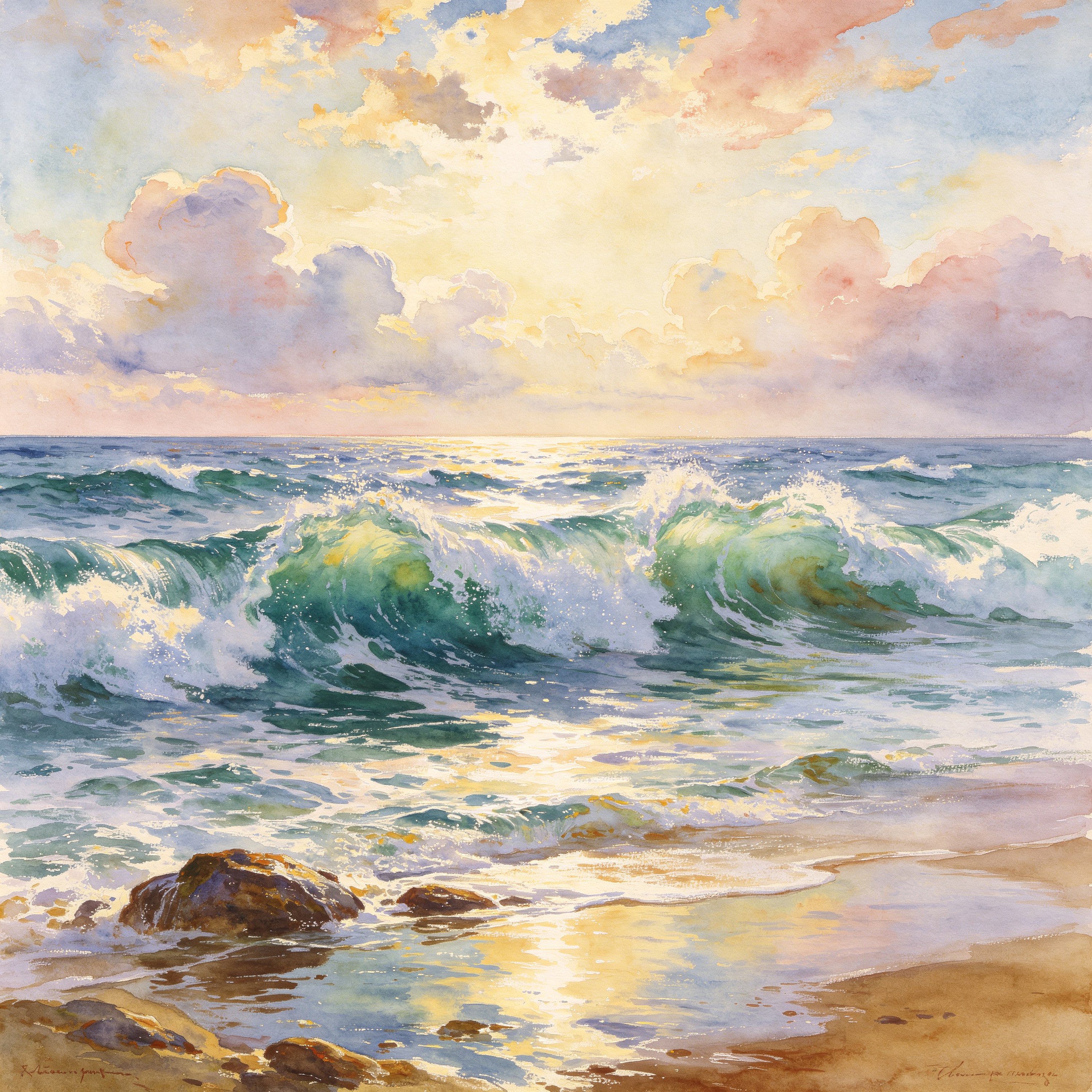 watercolor seascape