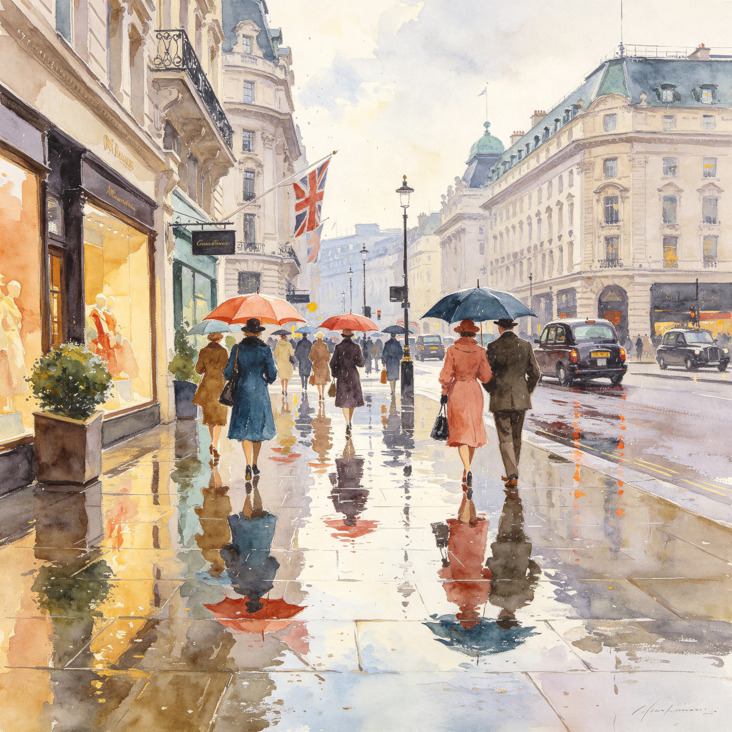 watercolor of a rain