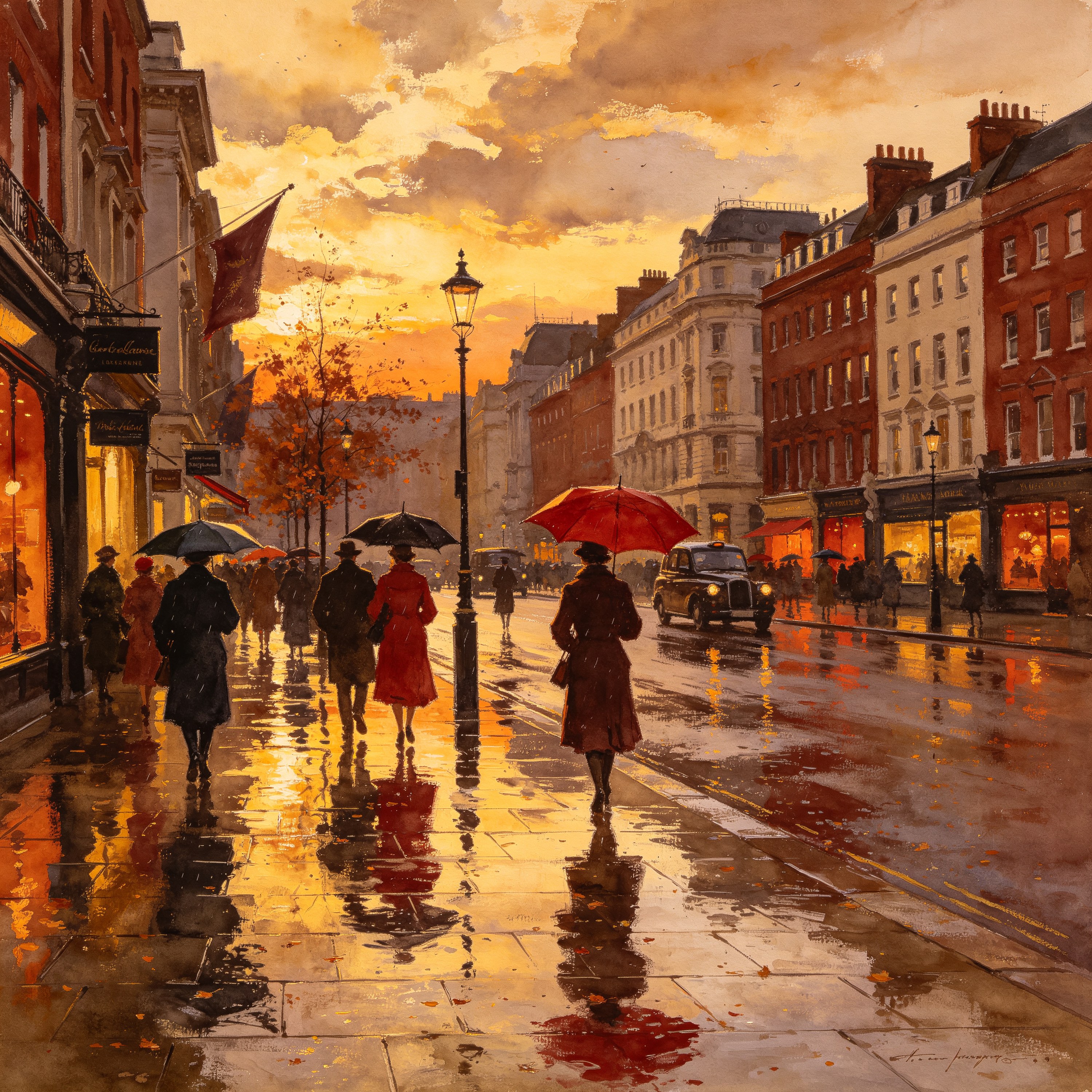 watercolor of a rain