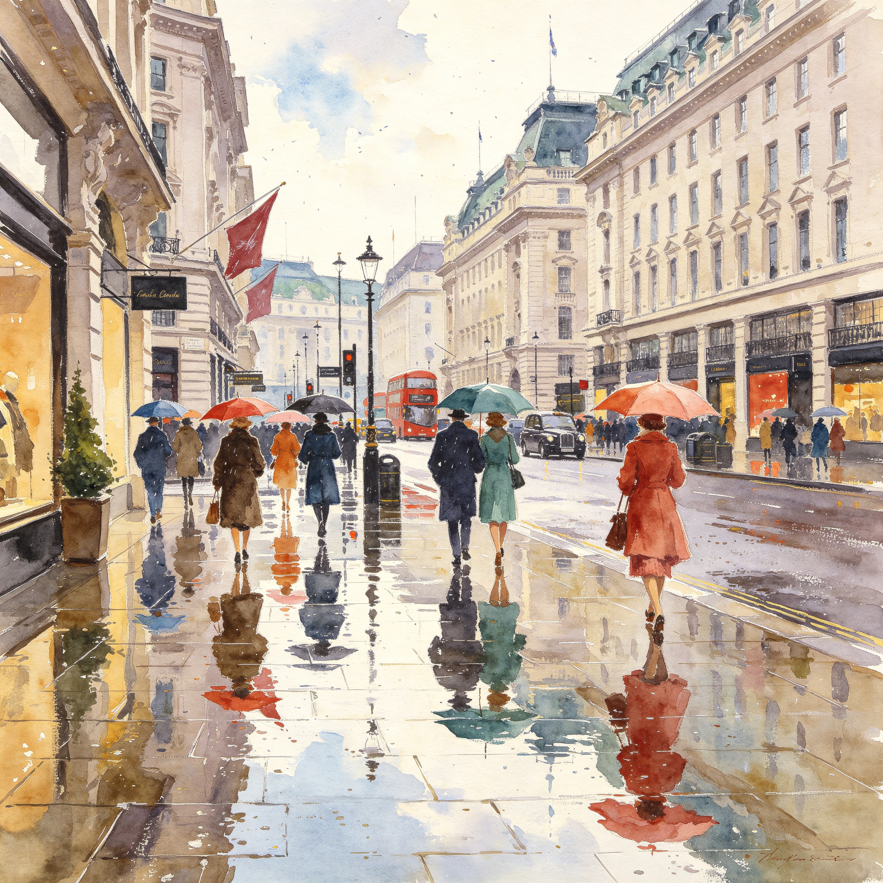 watercolor of a rain