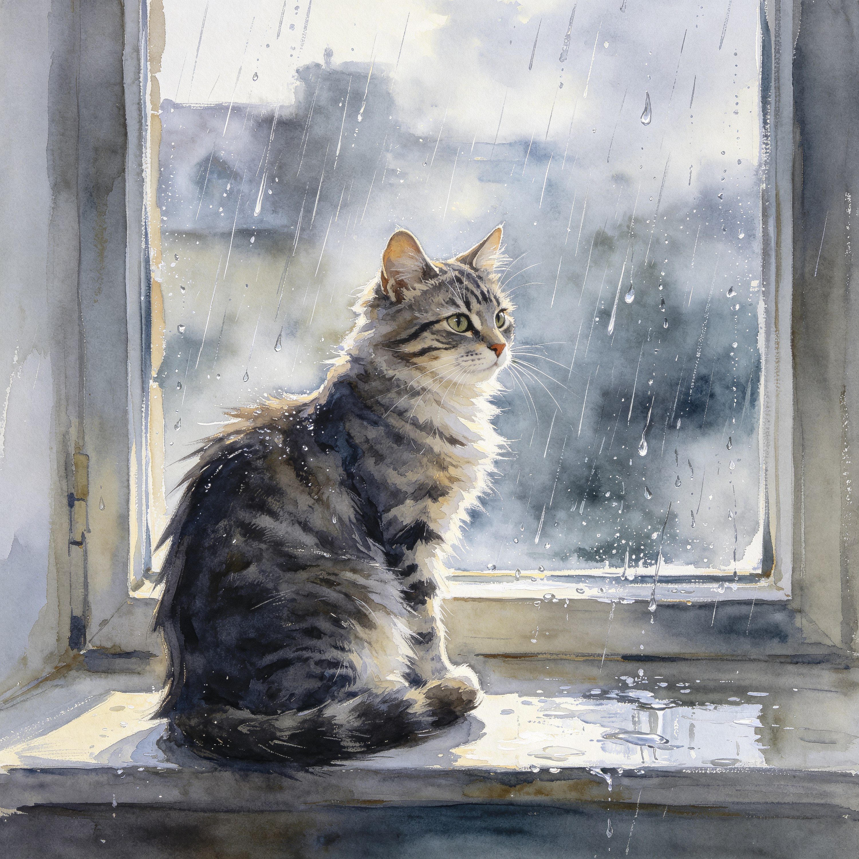 watercolor of a cat