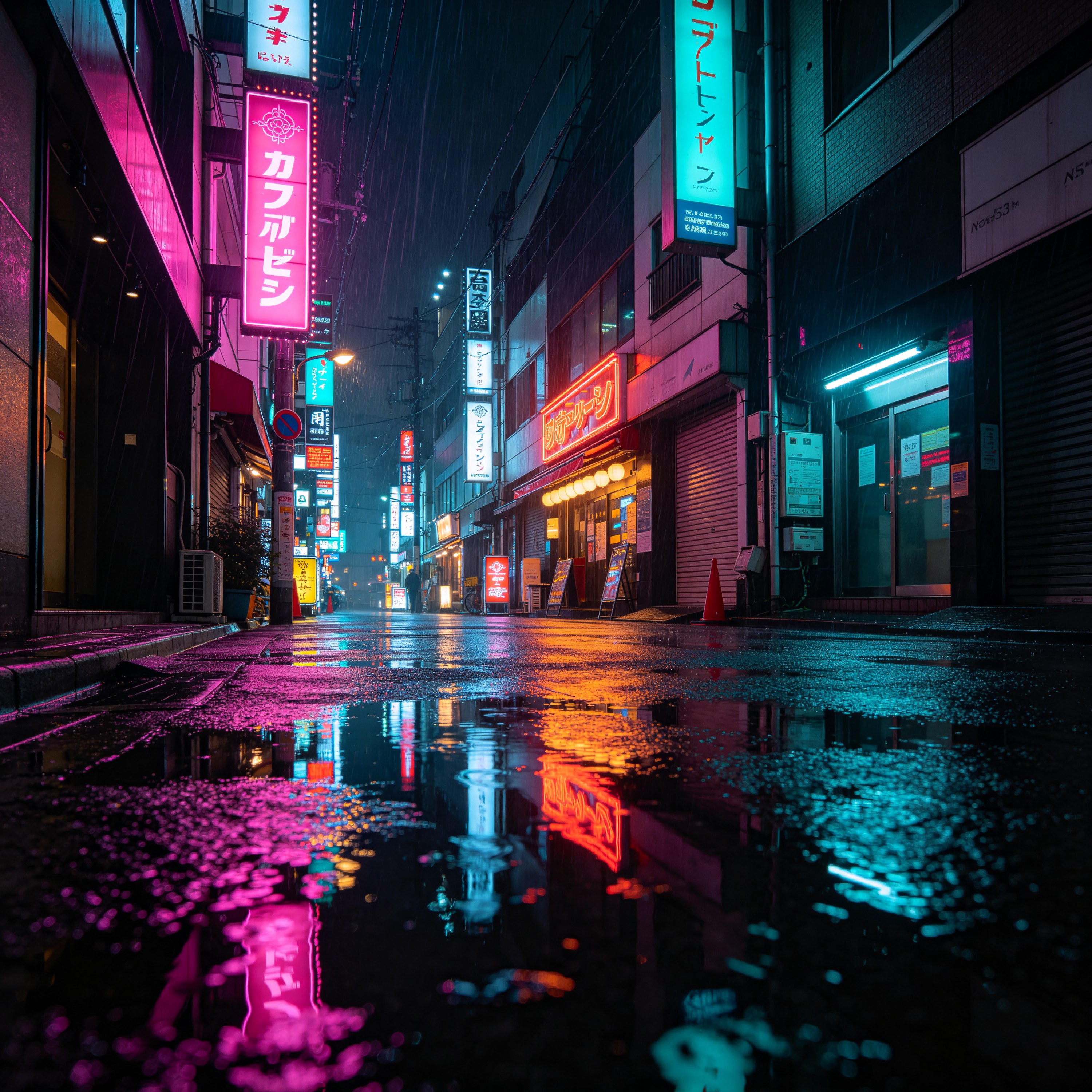 rain-soaked Tokyo st
