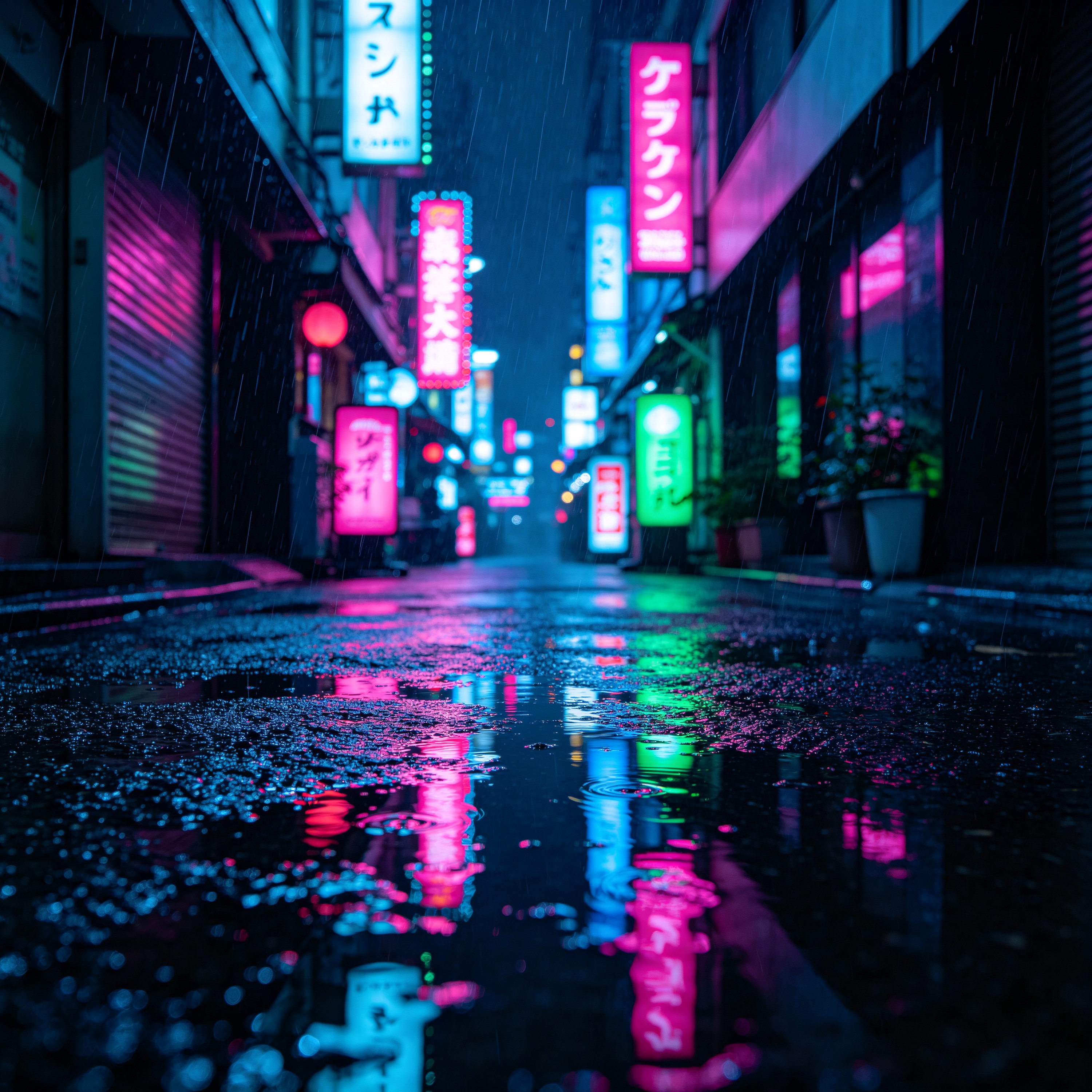 rain-soaked Tokyo st