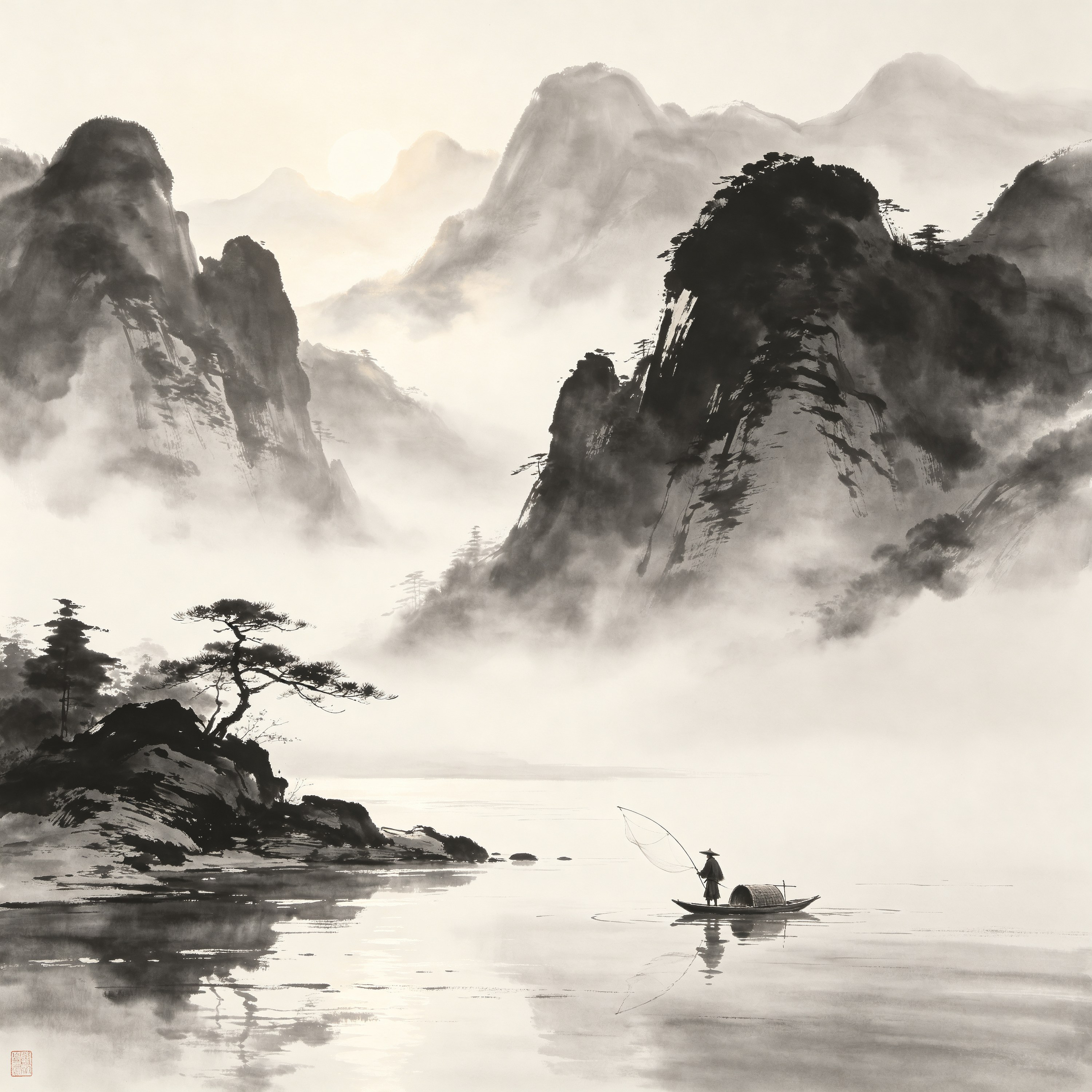 Chinese ink wash pai