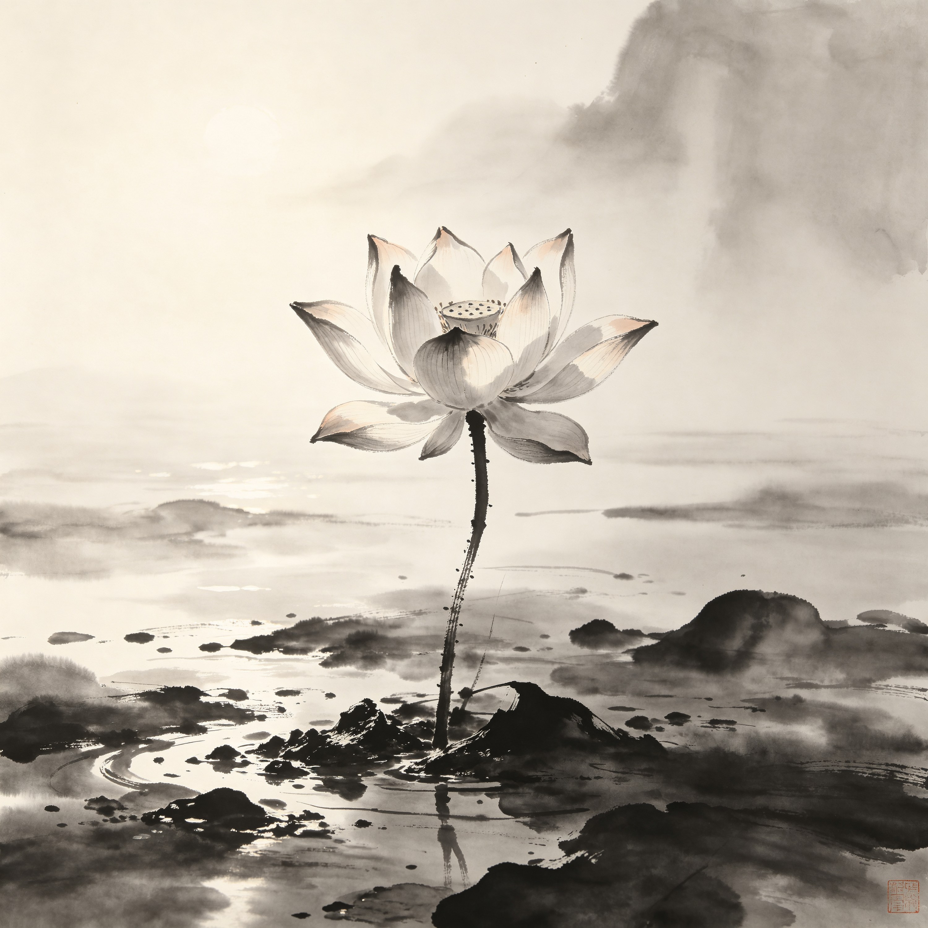 a single lotus flowe