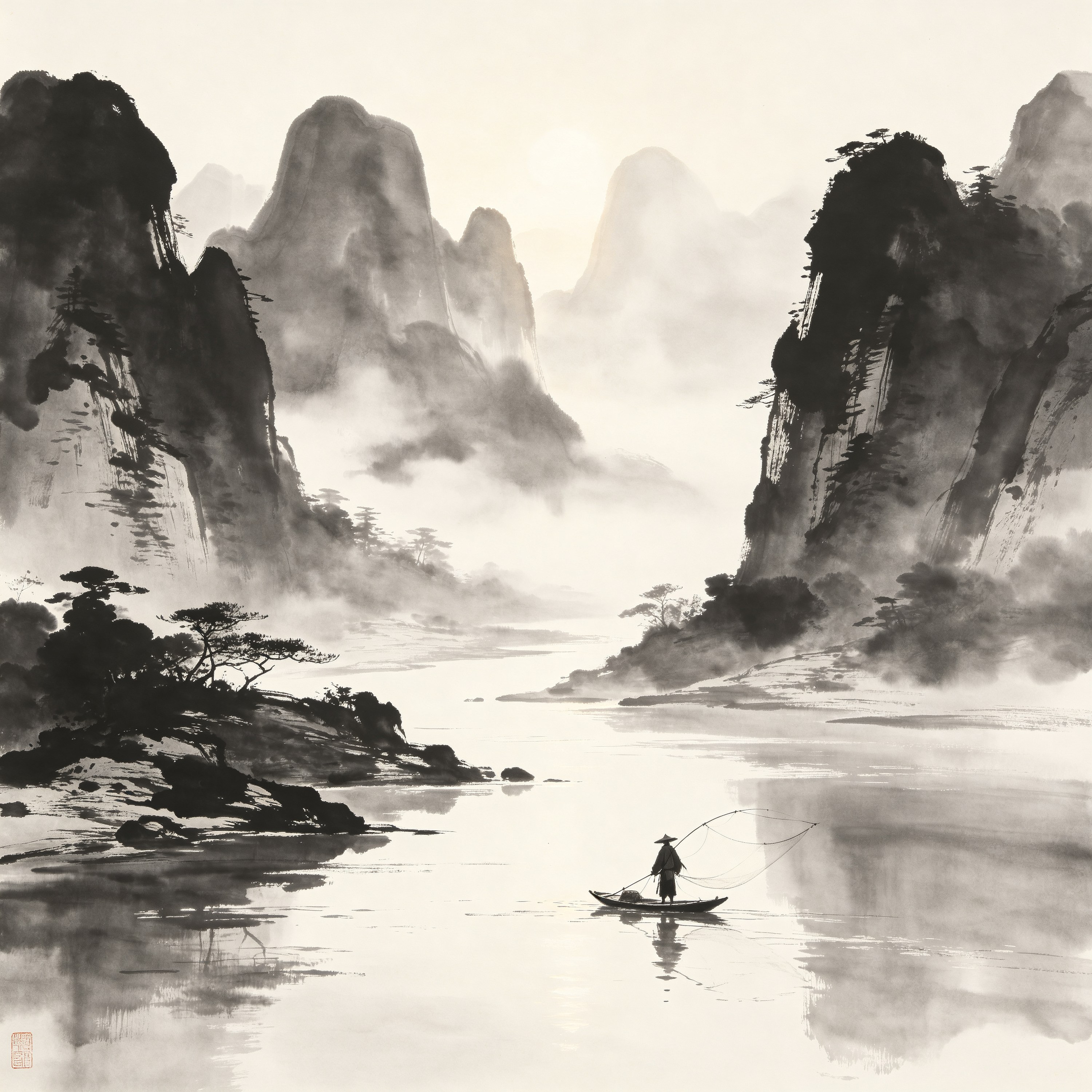 Chinese ink wash pai