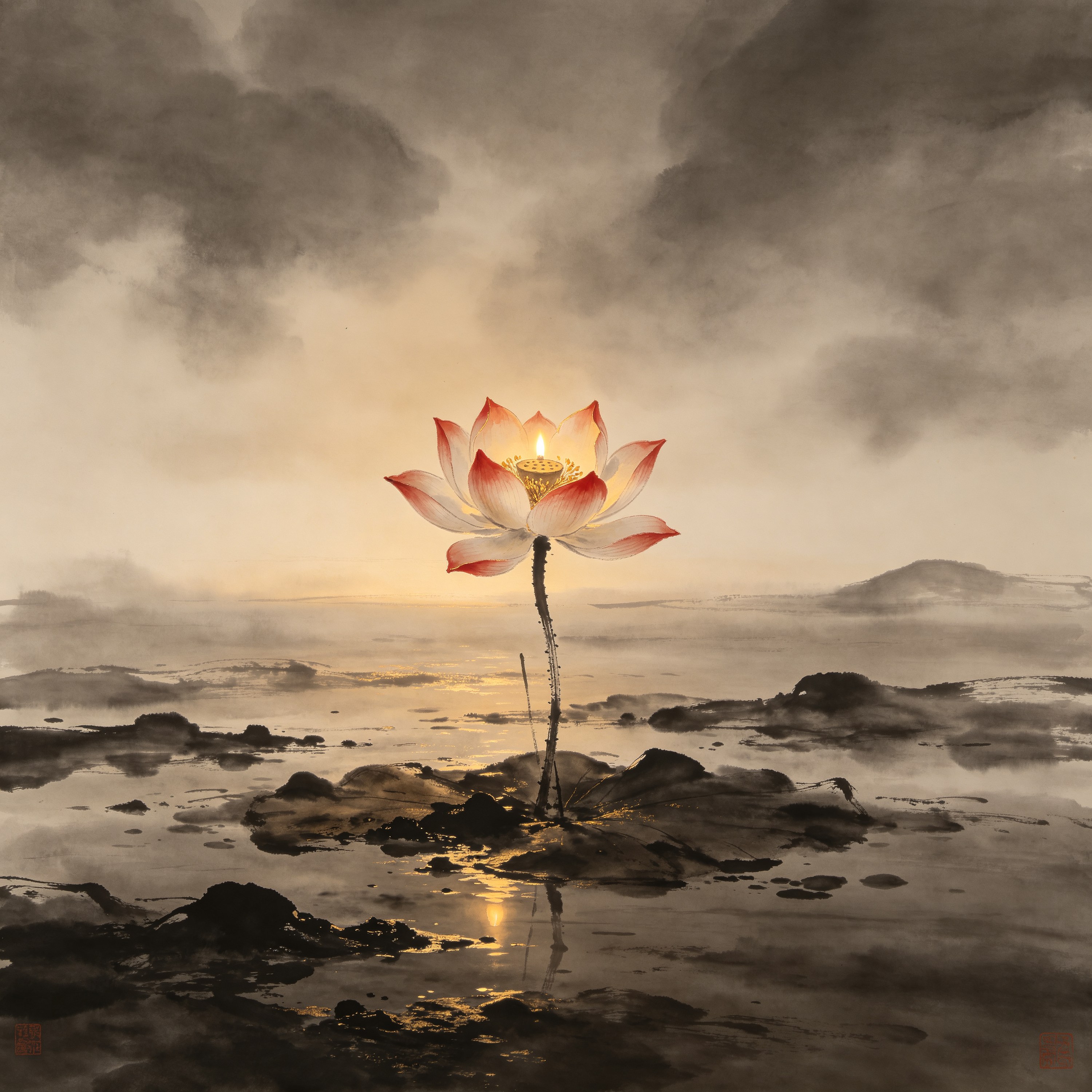 a single lotus flowe