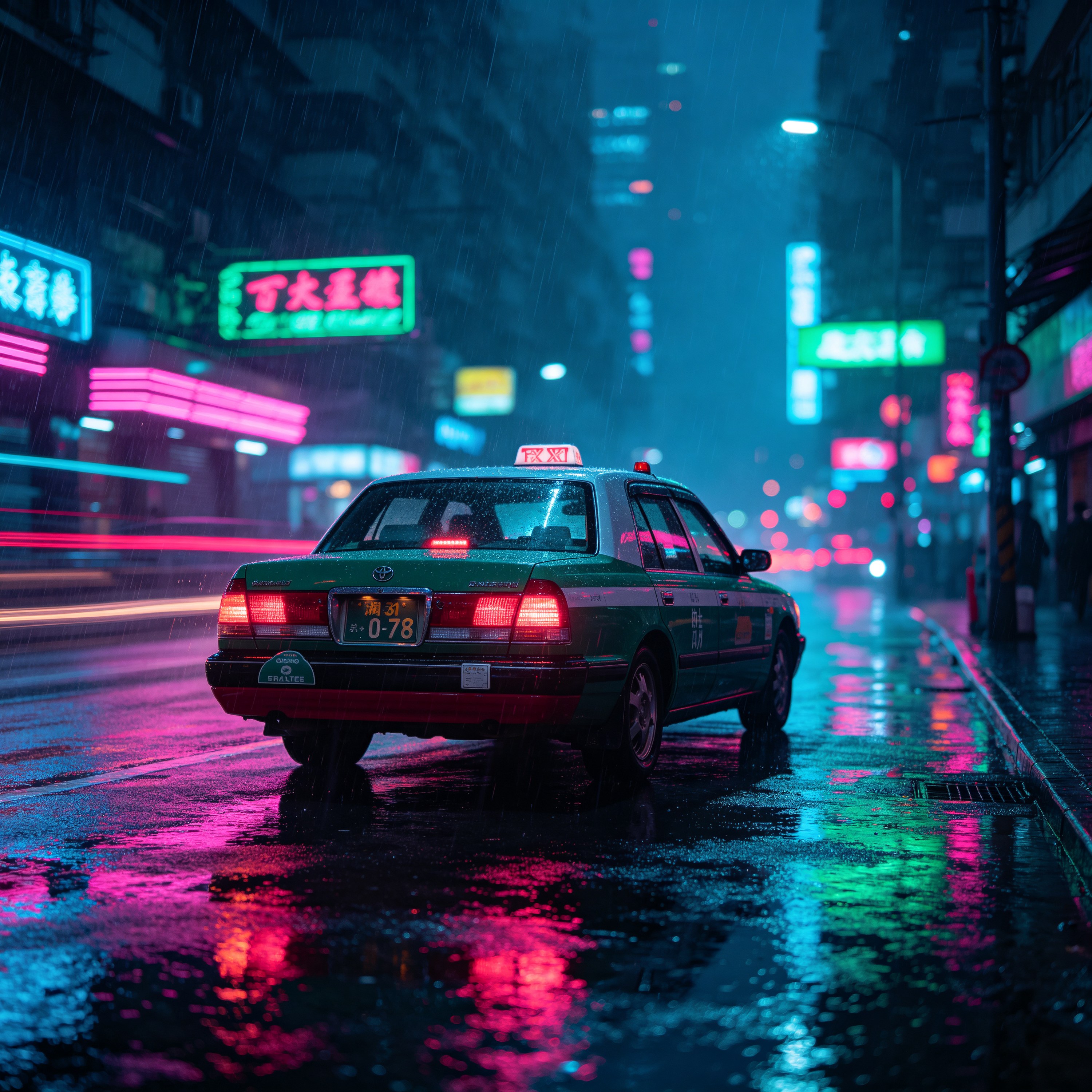 lone-taxi-wet-neon-street-light-trails-820