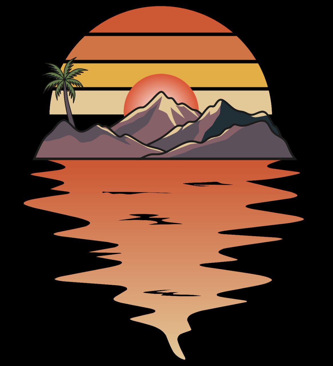 Retro Sunset Mountain