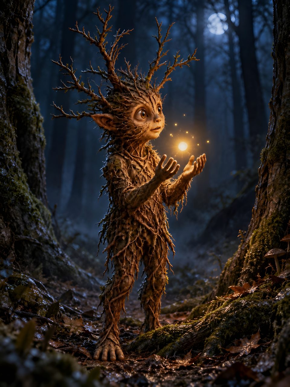 Forest Spirit Holding a Golden Light